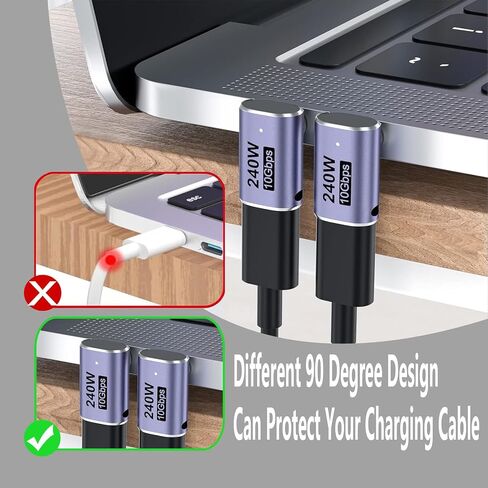 USB C 90 Degree Adapter, Type C Right Angle Adapter with 40Gbps PD 240W 8K@60Hz Video Charging, Compatible with Steam Deck, Switch, VR and More Type C Devices(90 Degrees-A 2 PCS) in Saudi Arabia
