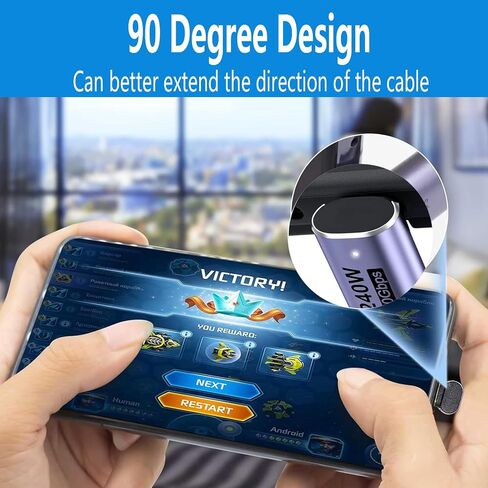 USB C 90 Degree Adapter, Type C Right Angle Adapter with 40Gbps PD 240W 8K@60Hz Video Charging, Compatible with Steam Deck, Switch, VR and More Type C Devices(90 Degrees-A 2 PCS) in Saudi Arabia