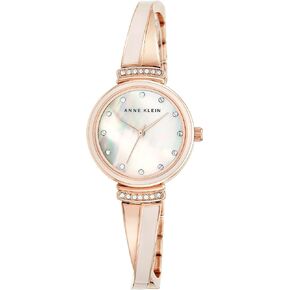 Anne Klein Women's AK/2216BLRG Premium Crystal-Accented Rose Gold-Tone and Blush Pink Bangle Watch