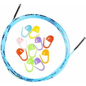 addi Click Interchangeable Cord for 3.5 inch (Short) Rocket Lace and Rocket 2 Squared Circular Tips Actual 13 inch 33cm) Makes 20 inch (50m) Needle Bundled with 10 Artsiga Crafts Stitch Markers