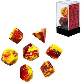 Chessex CHX26450 Dice-Gemini Red-Yellow/Silver Set, One Size, Multicolor