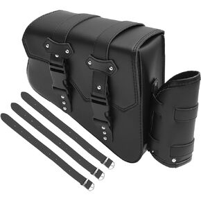 Motoforti Saddlebag Left Side Tool Bags Cycling Luggage Bag for Motorcycle Waterproof Faux Leather Black