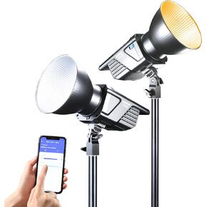 230W LED Video Light 2700K-6500K Bi-Color Continuous Lighting, 68400 Lux / 1m, CRI 96+, TLCI 97+ with APP Control. Studio Light for Film Recording.