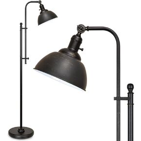 Industrial Floor Lamp, 3 Color Temperature Rustic Floor Lamps in Aged Bronze, Adjustable Height&Head Standing Reading Lamp Farmhouse Lamp