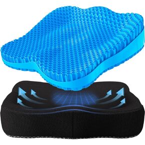 Thicken 19.7in Seat Cushion Gel, Large Cooling Seat Cushion for Long Sitting, Cushion for Wheelchair, Pressure Relief Seat Cushion for Office Chair, Egg Cushion for Car Desk Chair Kayak Stadium