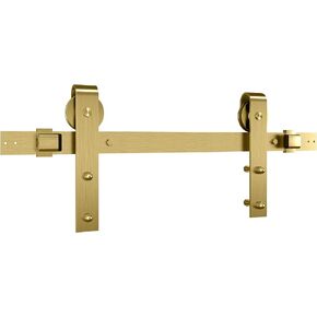 National Hardware, 72 in, Brushed Gold N700-006 Interior Sliding Barn Door Hardware One Piece Designer Kit with Soft Close