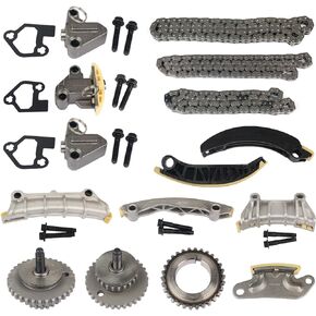 KUSATEC 9-0753S Engine Timing Chain Kit w/Chain Tensioner Guide Rail Sprocket fit for Chevy Buick Cadillac GMC Suzuki Pontiac G6 G8 Torrent;Saab 9-3 9-4X 9-5;Saturn Aura Outlook Vue;2.8 3.0 3.2 3.6