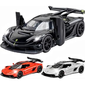 Toy Cars Koenigsegg Jesko Car Toys Model Car 1/32 Die-cast Pull Back Collect Model with Sound and Light Toy Vehicle for 3+Year Old Boys Festival Gift(White)