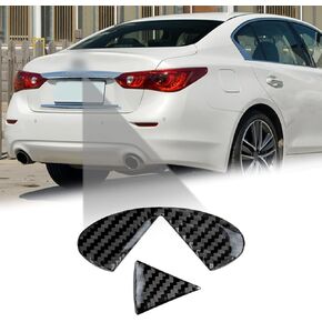 Compatible with Rear Trunk Logo Insert Cover Trim Carbon Fiber Rear Tailgate Emblem Badge Decoration Sticker for Infiniti Q50 2015 2016 2017 2018 2019 2020 2021(2Pcs Black)