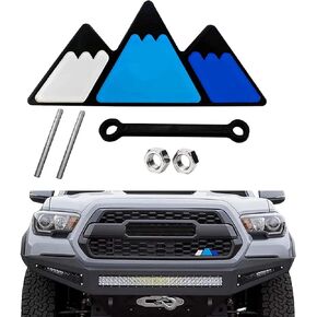 Tri-Color Grille Badge Emblem Decoration Accessories Car Truck Label Fit Compatible for Tacoma 4Runner Tundra Sequoia Rav4 Highlander (Yellow/Orange/Red)