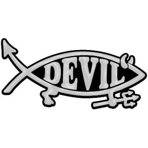 Devil Fish with Horns & Fork Plastic Auto Emblem - [Silver][5'' x 2'']