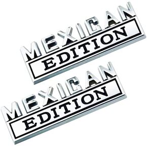 2X Universal Mexican Edition Emblem 3D Metal Badge Logo for Car/Truck/SUV/Pickup Side Door Fender Rear Liftgate (Chrome Black)