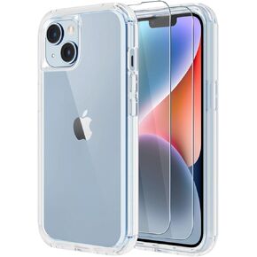 4 in 1 Design for iPhone 13 Case/iPhone 14 Case Clear Phone Case Heavy Duty Protective [with Screen Protector] [Shockproof] [Drop proof] Cases Cover for i Phone 13 &14 (Clear)