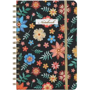 EOOUT Spiral Notebook, A5 Hardcover Spiral Journal for Women, 5.7x8.5 Inches, 160 pages, Cute Floral Notebook, Lined Journal for Gifts Office School and Work