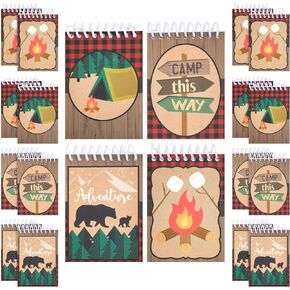 32 Pack Camp Adventure Theme Notepads for Kids, 4 Wilderness Designs (2.5 x 3.5 In)