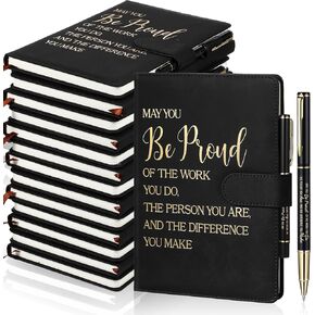 Qilery 28 Pcs Employee Inspirational Gift Coworker Appreciation Gift Set with Inspirational A5 Leather Journal Notebook Ballpoint Pen Thank You Gift for Coworker Teacher Graduate(Proud)