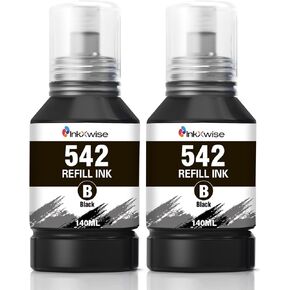 BLACK 542 Pigment Ink Refill Ink Bottle Replacement for Epson 542 T542 use with Ecotank ET-5150 ET-5170 ET-5180 ET-5850 ET-5800 ET-5880 ET-16600 ET-16650 ST-C8000 ST-C8090 ，High Yield(2 Pack)