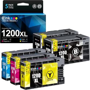 E-Z Ink Compatible Ink Cartridge Replacement for Canon PGI-1200 XL PGI-1200XL PGI1200XL to use with MAXIFY MB2020 MB2320 MB2120 MB2720 MB2350 MB2050 (2 Black, 1 Cyan, 1 Magenta, 1 Yellow, 5 Pack)