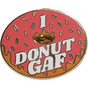 Stickeroonie Funny Enamel Pin - I DONUT GAF! Classic Donut with Sprinkles - Trendy & Snarky Lapel Pin for Jackets, Hats, Backpacks - Quirky Gift Idea