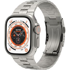 LULULOOK Luxury Band for Apple Watch Ultra2/Ultra, Grade 4/2 Pure Titanium Band for iWatch 49MM with Magnetic Buckle, Super DLC Scratch Resistant-Size&Color Match, 64g Super Lightweight