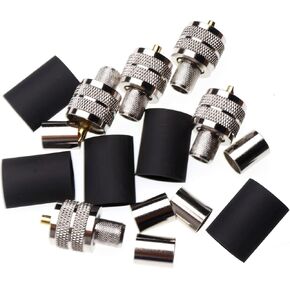 5Pcs UHF Male Crimp Type RF Straight Connector PL259 for 50 Ohm RG8 RG213 LMR400 RG11 Coax Wire Brass in Kuwait