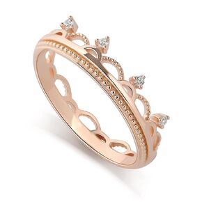 Crown Tiara Ring for Women Sterling Silver Diamond Cute Ring Dainty Minimalist Stacking Gold Ring Handmade Jewelry (Rose Gold, 7.75)