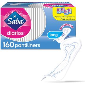 Saba Diarios Long Liners, for Daily use, absorbs in Seconds, Breathable, Feel Fresh and Comfortable All Day with Soft Topsheet, 160 ct