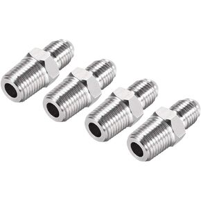 uxcell Hex Nipple 1/4 NPT X 7/16-20UNF 304 Stainless Steel Pipe Tube Fitting 4Pcs