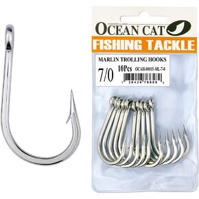 OCEAN CAT Marlin Trolling Hook Stainless Steel Barbed Offset Point Octopus Circle Fishing Hooks Fishing Tackle for Saltwater Big Game Fishing