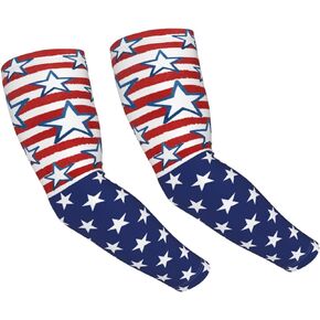 Cute Flag Cooling Arm Sleeves Cover Patriotic Sun Protection Arm Sleeves For Men Women Outdoor Ice Silk Arm Sleeves