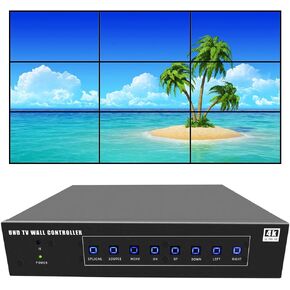 ISEEVY 9 Channel 4K60 UHD Video Wall Controller 3x3 2x4 4x2 TV Wall Controller 4K for 9 TV Splicing Display Support 3840x2160@60Hz Inputs and Rotate 90 Degree for Portrait Mode Screens
