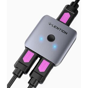 LENTION HDMI Switch 4K@60Hz,Hdmi Splitter,Bi-Directional HDMI Switcher,3-HDMI Switch Adapter with LED Indicator,2 Input 1 Output HDMI AB Switch,Compatible Xbox PS5/4/3 TV Box Fire Stick Roku(S32)