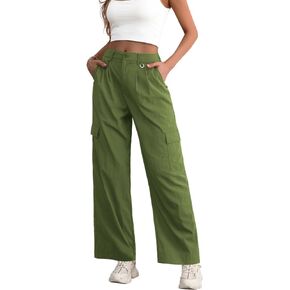 Feiersi Women Wide Leg Cargo Pant High Waisted Casual Baggy Streetwear Women Cargo Pants Trousers