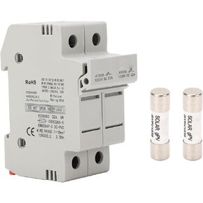 DEWIN Solar PV Fuse Holder, 2P 32A PV Fuse Holder with 2PCS 20A Photovoltaic Fuses for Power Generation System 1000VDC