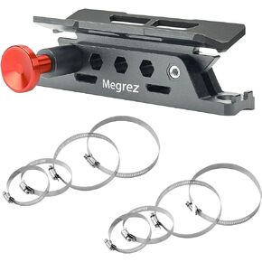 MEGREZ Adjustable Fire Extinguisher Mount Holder, Aluminum Quick Release Fire Extinguisher Holder with 8 Clamps, Compatible with Jeep Wrangler UTV Polaris RZR, Silver