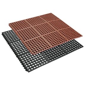 Rubber-Cal 03_126_INT_WRD Dura-Chef Interlock Anti-Fatigue Rubber Floor Matting, 5/8" x 36" x 36", Red