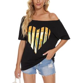Womens Off The Shoulder Tops Shiny Shirts Short Sleeves Regular and Plus Size Dolman Metallic Tops