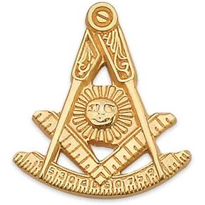 Past Master with Square & Protractor Masonic Lapel Pin - [Gold][5/8'' Tall]