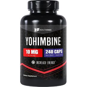 Yohimbine HCL 10mg | 240 Capsules | Max Potency Formula | Non-GMO | Gluten-Free | Made in The USA