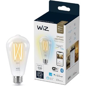 WiZ Clear 60W ST19 Tunable White Filament LED Smart Bulb - Pack of 1 - E26- Indoor - Connects to Your Existing Wi-Fi - Control with Voice or App + Activate with Motion - Matter Compatible