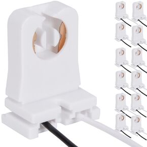 12-Pack JACKYLED Non-Shunted Turn-Type T8 Lamp Holder UL Socket Tombstone with 10 inches Wires Attached for LED Fluorescent Tube Replacements