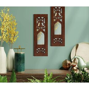 Vintage Rustic Farmhouse Style Decorative Wooden Designer Wall Hanging Plaques, Elegant Sculpture Wall Décor Panel to Enhance The Décor of Your Room or Office - 16x16 Inch Set of 4 - Burnt