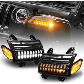 LED JL Fender Lights with LED Side Marker Lights Replace for Jeep Wrangler JL 2018-2022 Sahara, Rubicon, High Altitude Models with STOCK HALOGEN Turn Signal