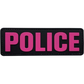 PVC Police Patch 6x2 inch All Black and White for Tactical Vest Dog Collar with Hook Fastener Back(All Black and White)
