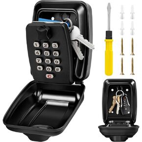 Key Safe Outdoor Waterproof 12 Digit Combination Lockbox Super Security Extra Large Key Box Police Approved Key Storage Box with Weatherproof Cover for Home Garage Office School