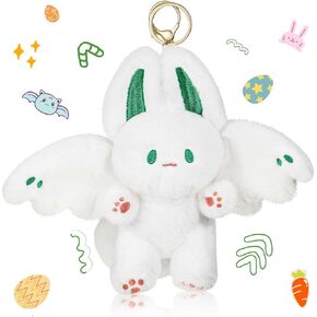 Bat Rabbit Plush Keychain Stuffed Rabbit Animals with Keychain Cute Soft Stuffed Bat Plush Toy Kawaii Backpack Car Handbag Keyring, 8.46 x 6.3 x 3.15 Inches