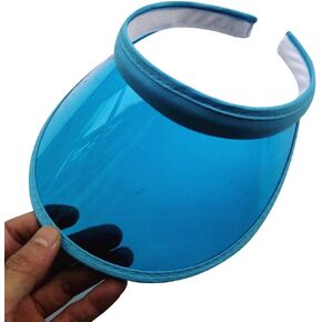 Sun Hat Unisex Summer Candy Color UV for Open Top for Sun Visor Hat Transparent PVC Plastic Wide Brim Clip-On Sport B