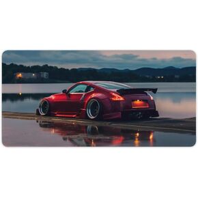 لوحة ماوس كبيرة للألعاب رائعة 370z سيارة رياضية حمراء JDM غروب الشمس انعكاس مكتب حصيرة طويلة كبيرة ماوس لوحة مفاتيح ممتدة لوحة كمبيوتر منظمات مكتبية وملحقاتها 23.6 × 11.8 بوصة