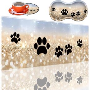3-in-1 Large Mouse Pad Gaming Set (31.5 x 11.8 inch)+ Wrist Rest Pad + Coaster, Memory Foam Gel Wrist Rest Pad for Pain Relief, Stitched Edges, Non-Slip Table Mat, Philippians 4-13 Flowers