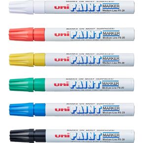 uni-Paint Permanent Marker, Medium Bullet Tip, Assorted Colors, 6/set